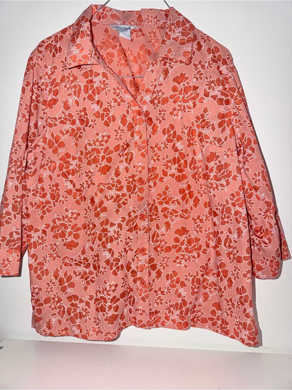 Coral Floral Button-Front Shirt